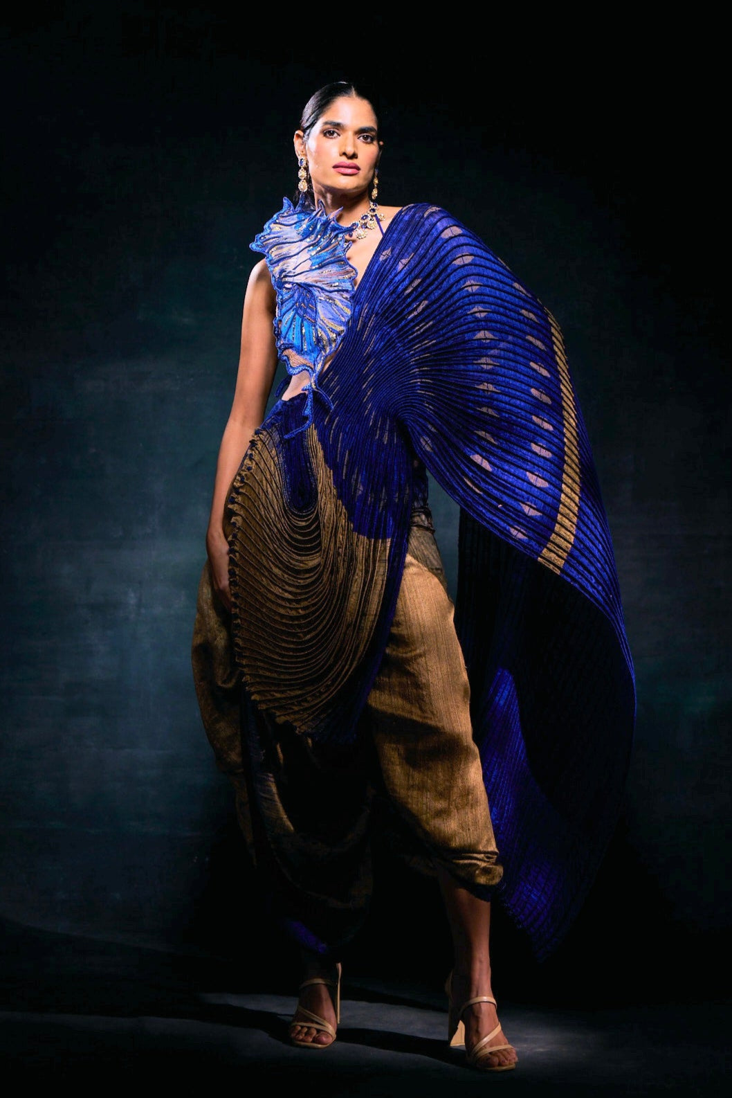 MIDNIGHT SHELL DHOTI DRAPED SAREE