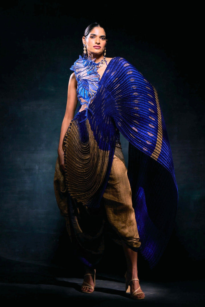 MIDNIGHT SHELL DHOTI DRAPED SAREE