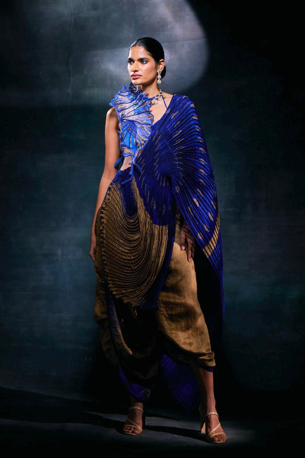 MIDNIGHT SHELL DHOTI DRAPED SAREE