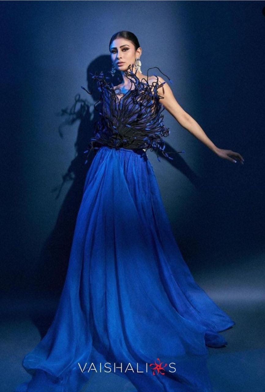 Mouni Roy - Cobalt Blue Coral Gown