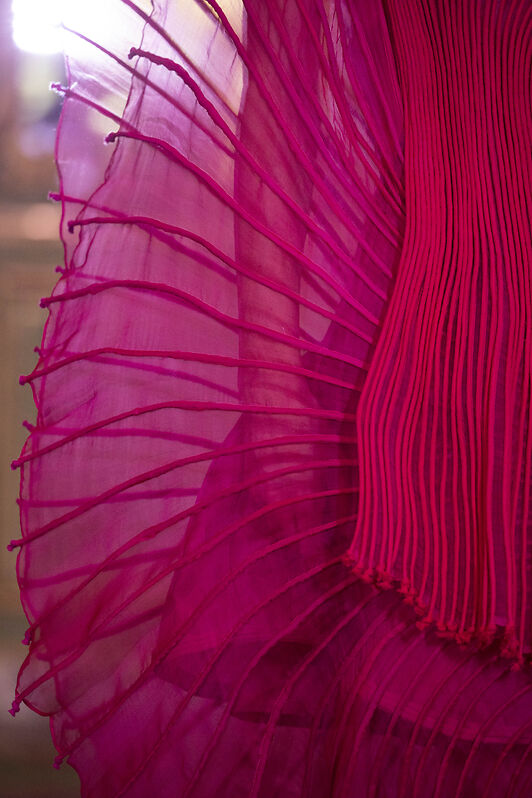 Fuchsia Pink Asymmetric Corded Dress