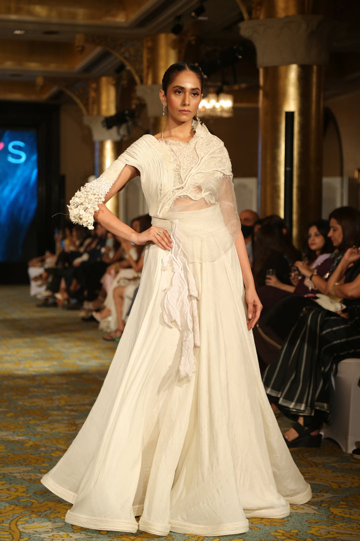 White Silk Skirt with Cording