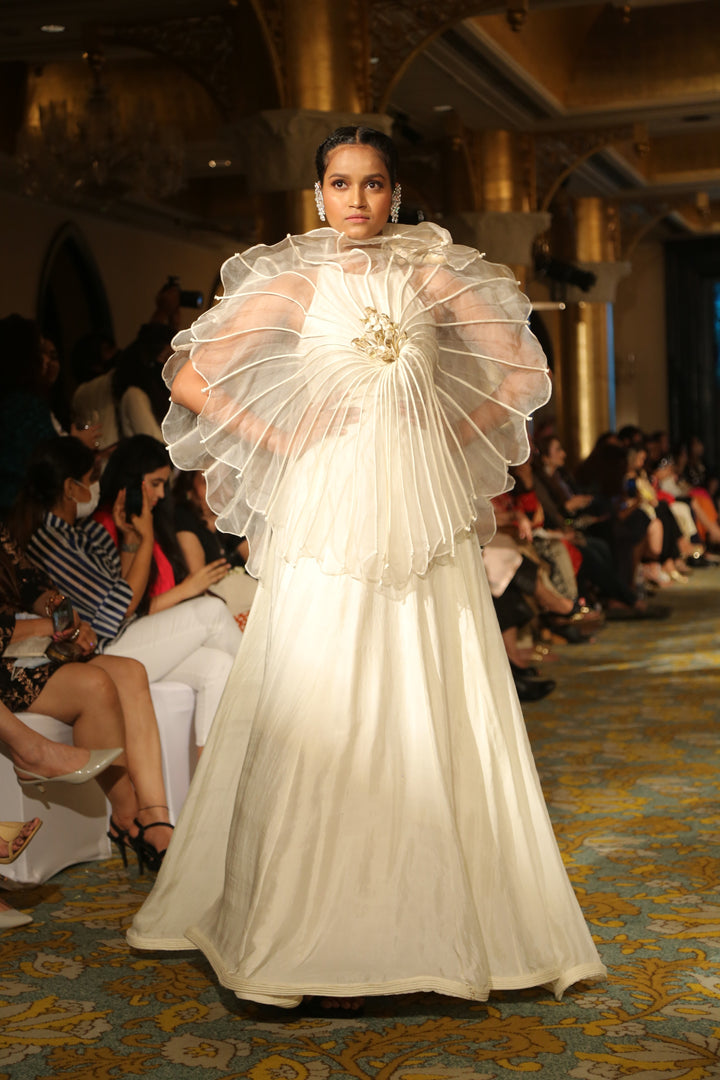 White Silk Skirt with Cording