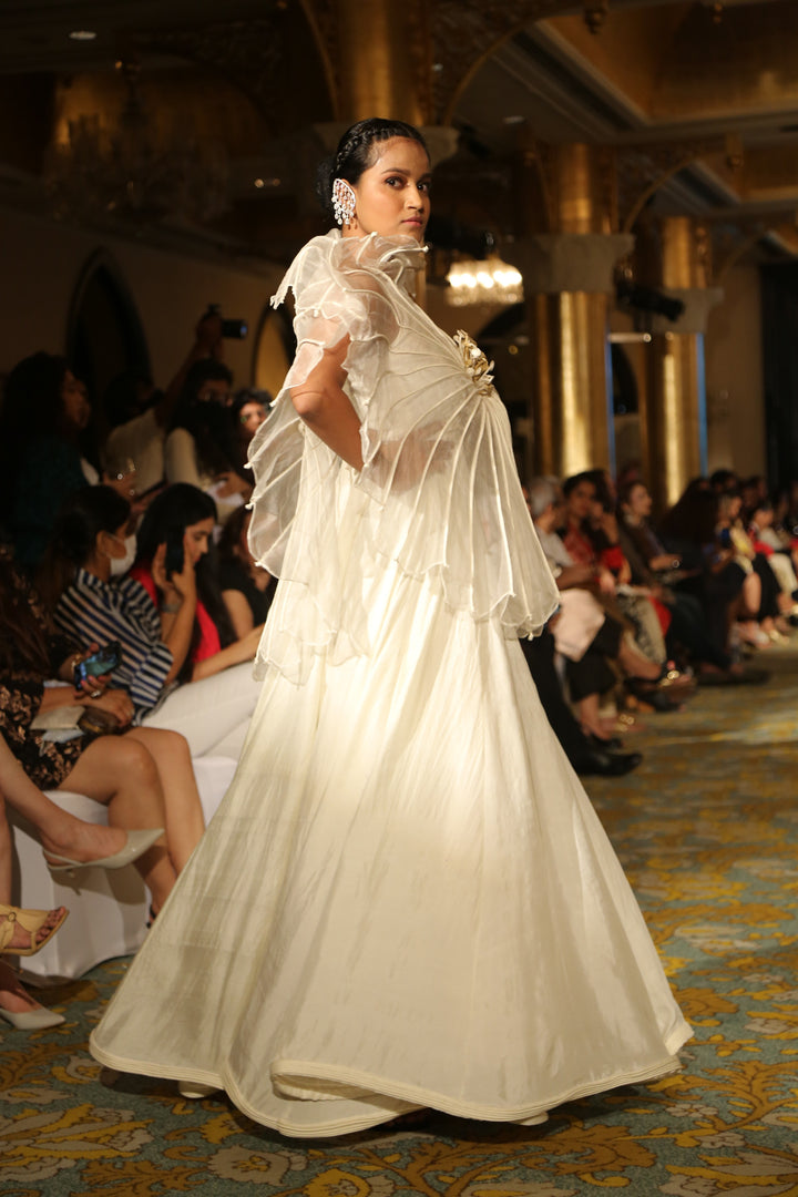 White Silk Skirt with Cording
