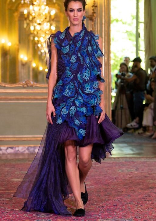 Blue and Violet Coral Corded Dress