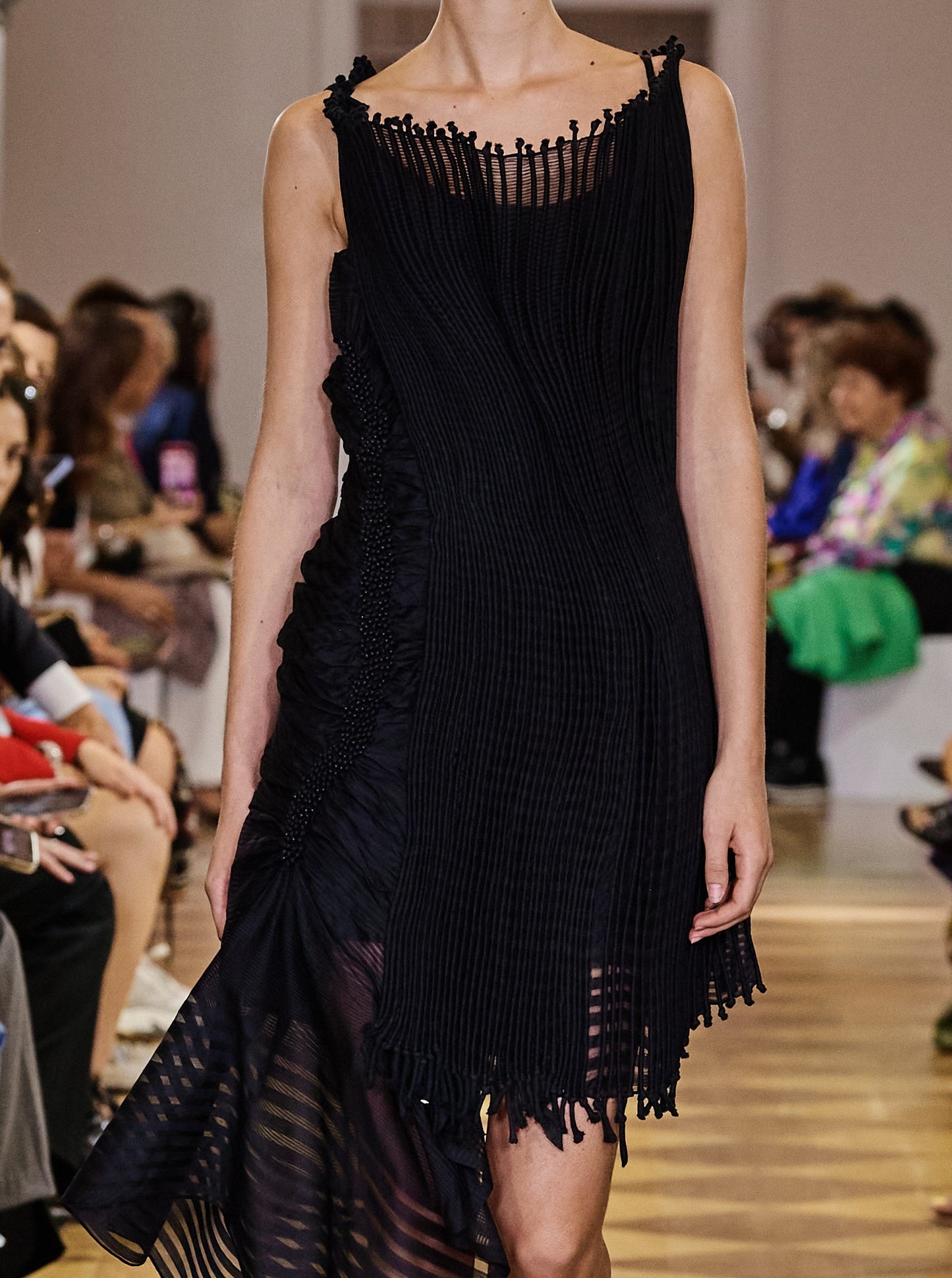 Black Corded Asymmetric Dress