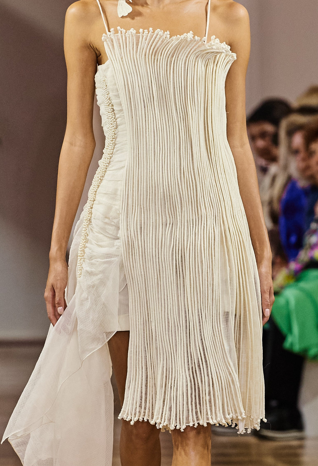 White Corded Asymmetric Dress