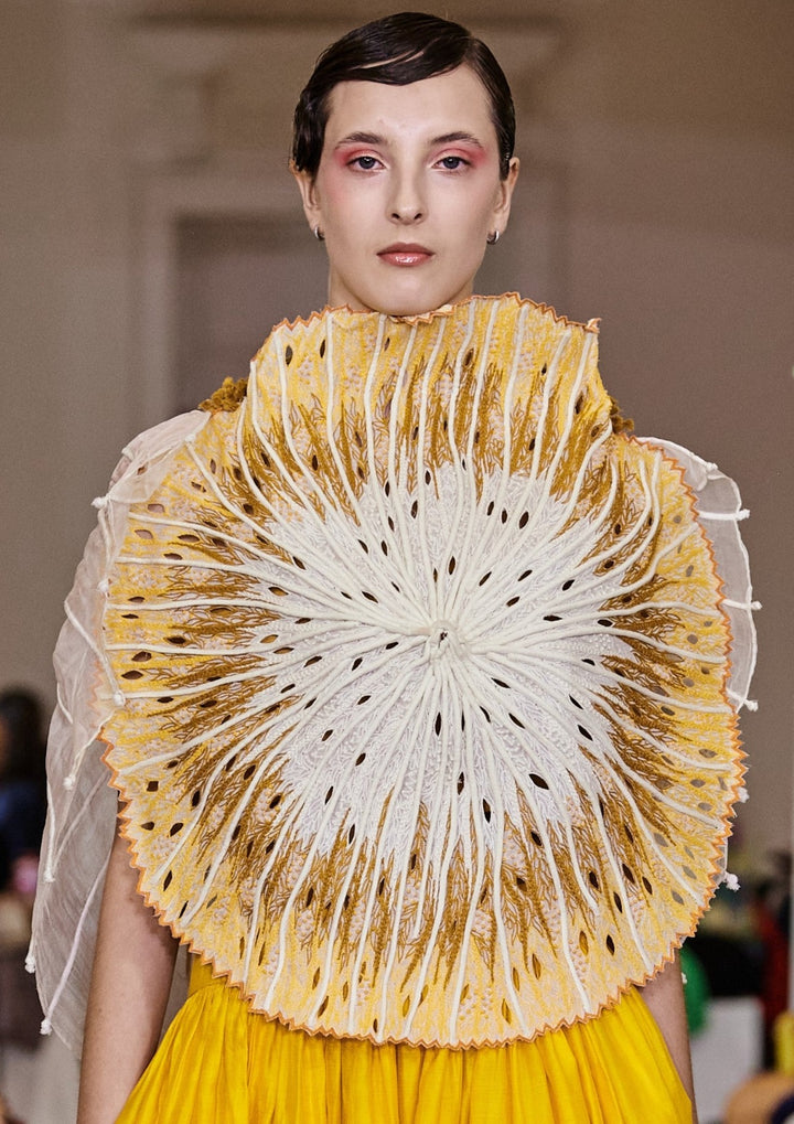 White And Mustard Coral Top with Skirt