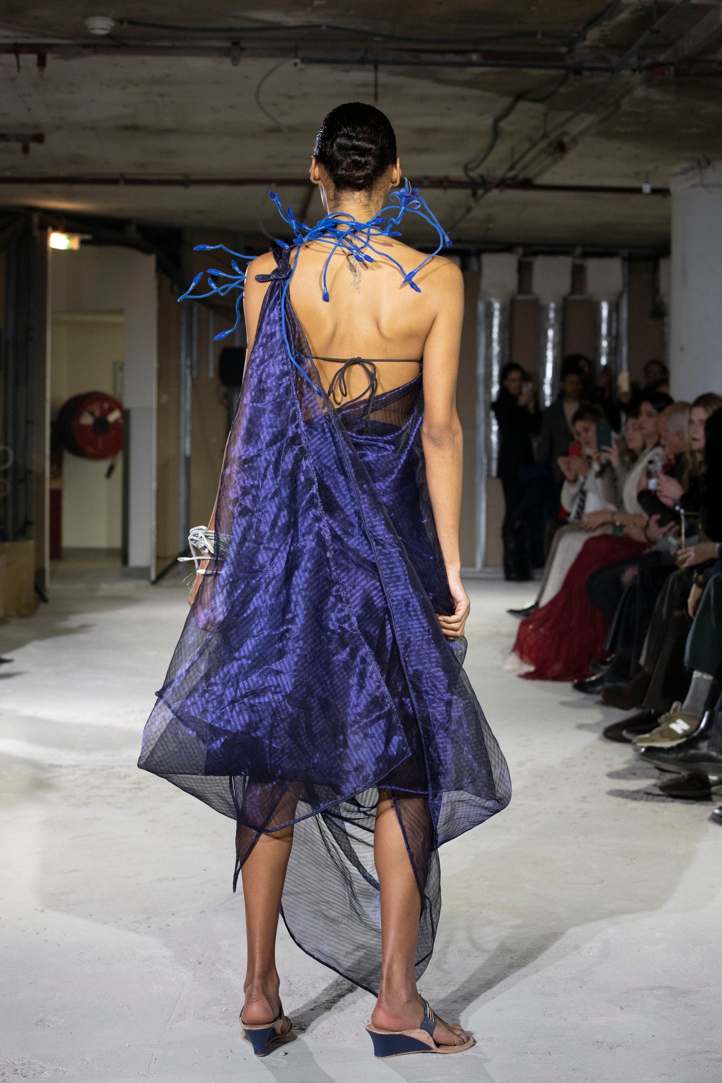 Metallic Midnight Blue Dress with Emroidered Top