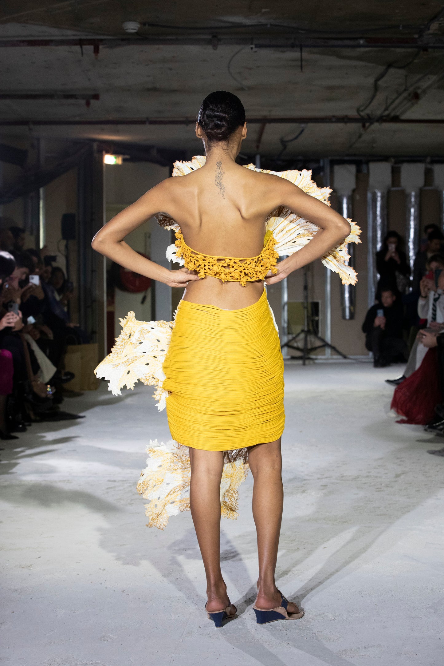 White and Mustard Coral Abyss Dress