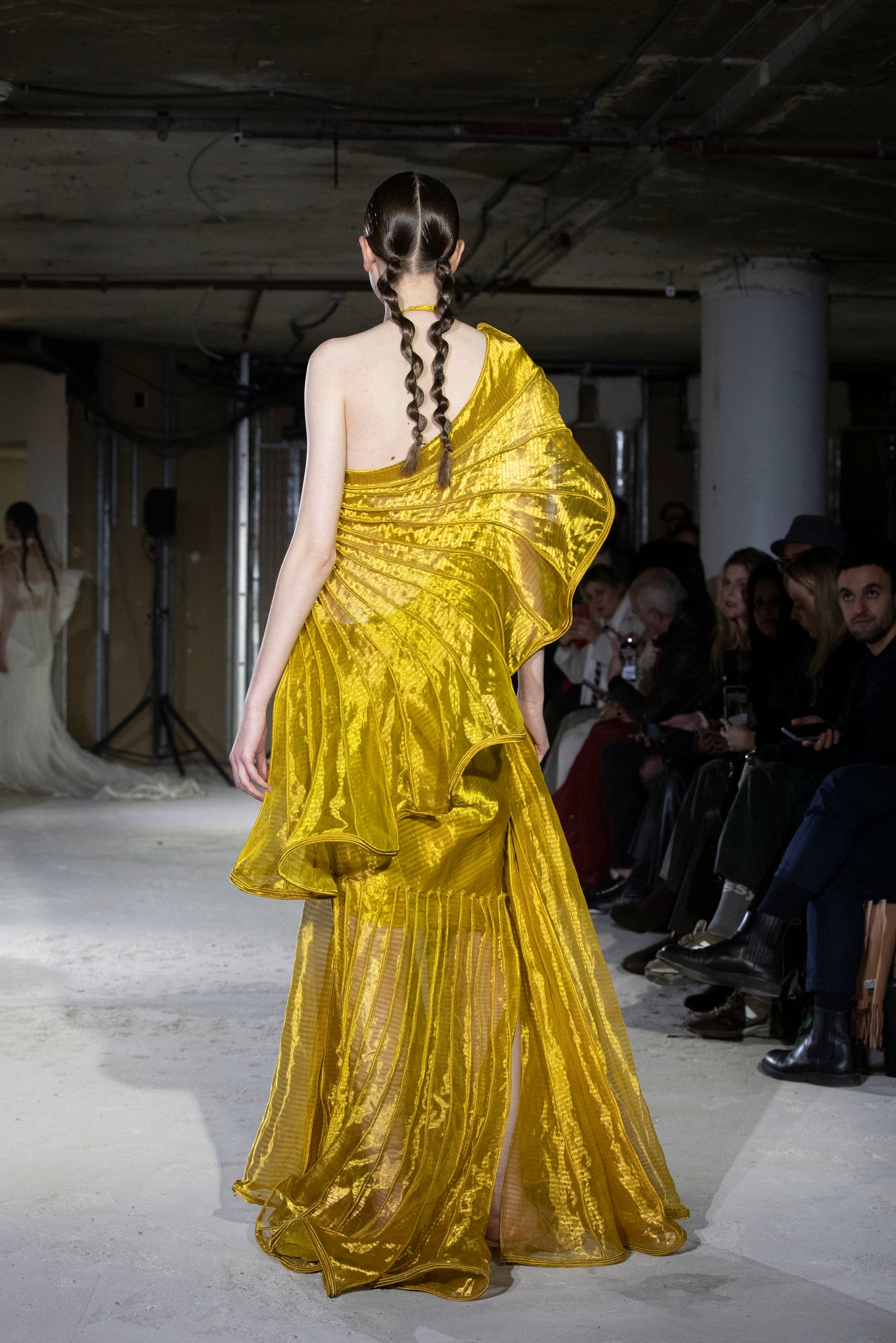 Metallic Gold Asymmetric Drape Gown