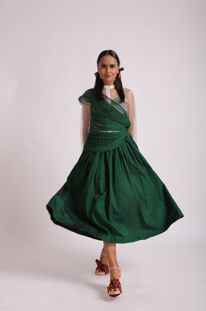 Khun and Chanderi Green Silk Dress