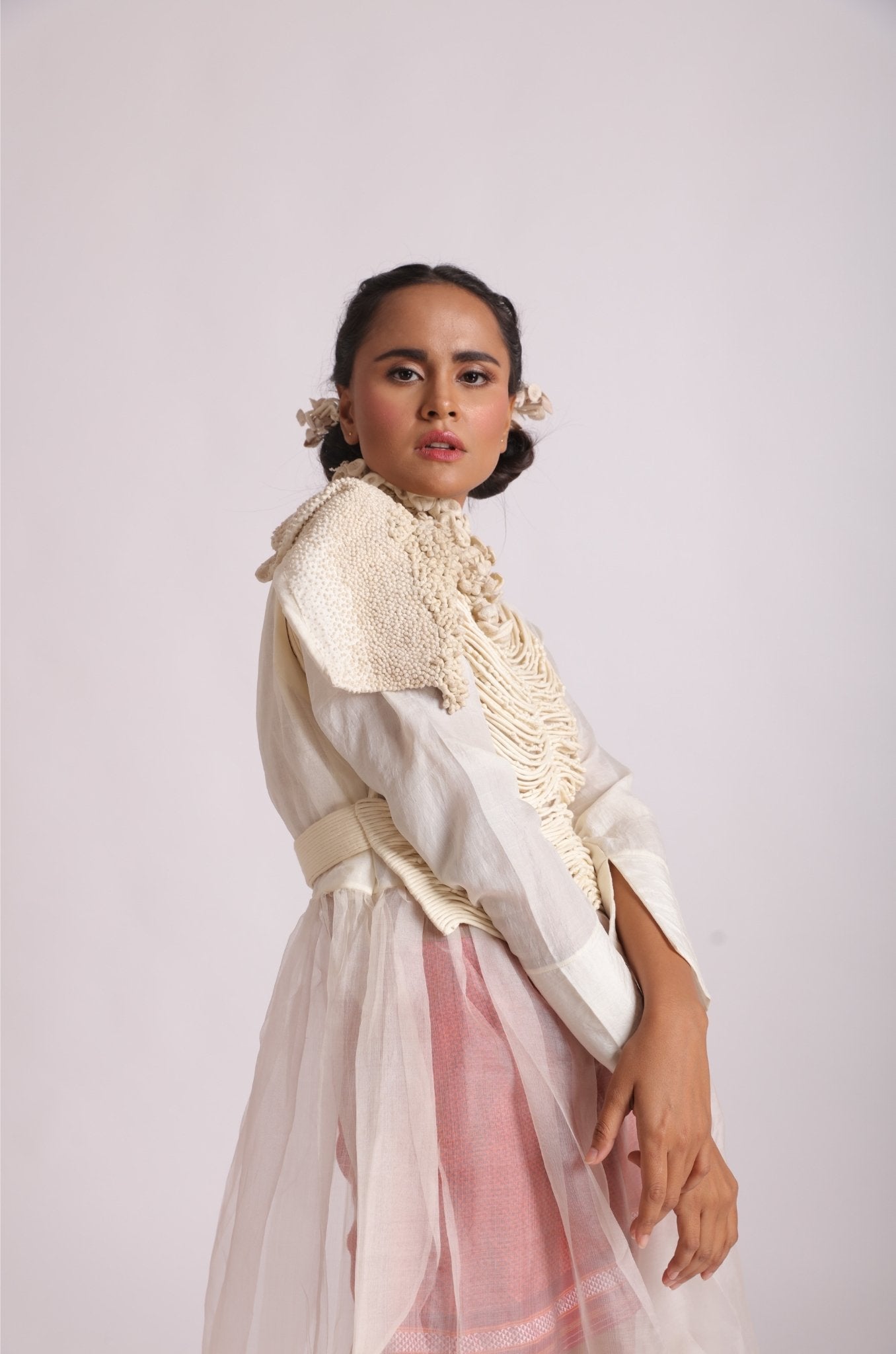 Chanderi Silk Corded Overlay Top