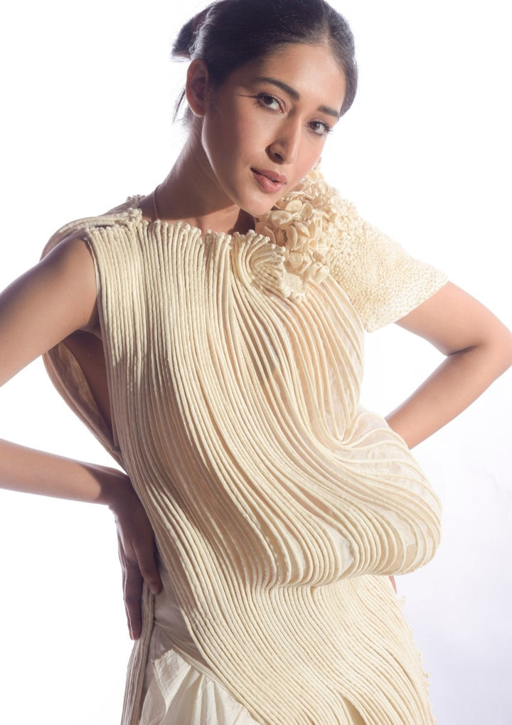 Corded Long Silk Blouse