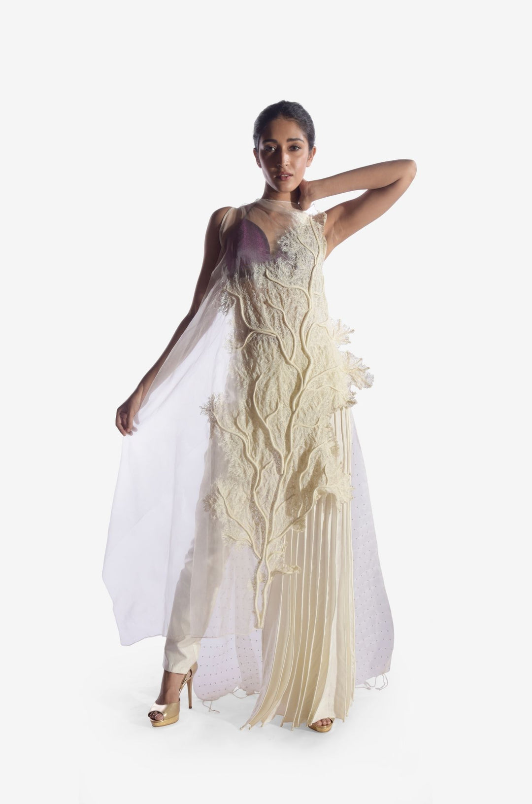 White Coral Corded Dress