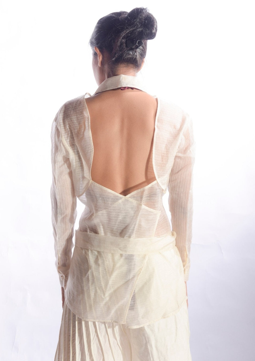 Backless White Silk Shirt