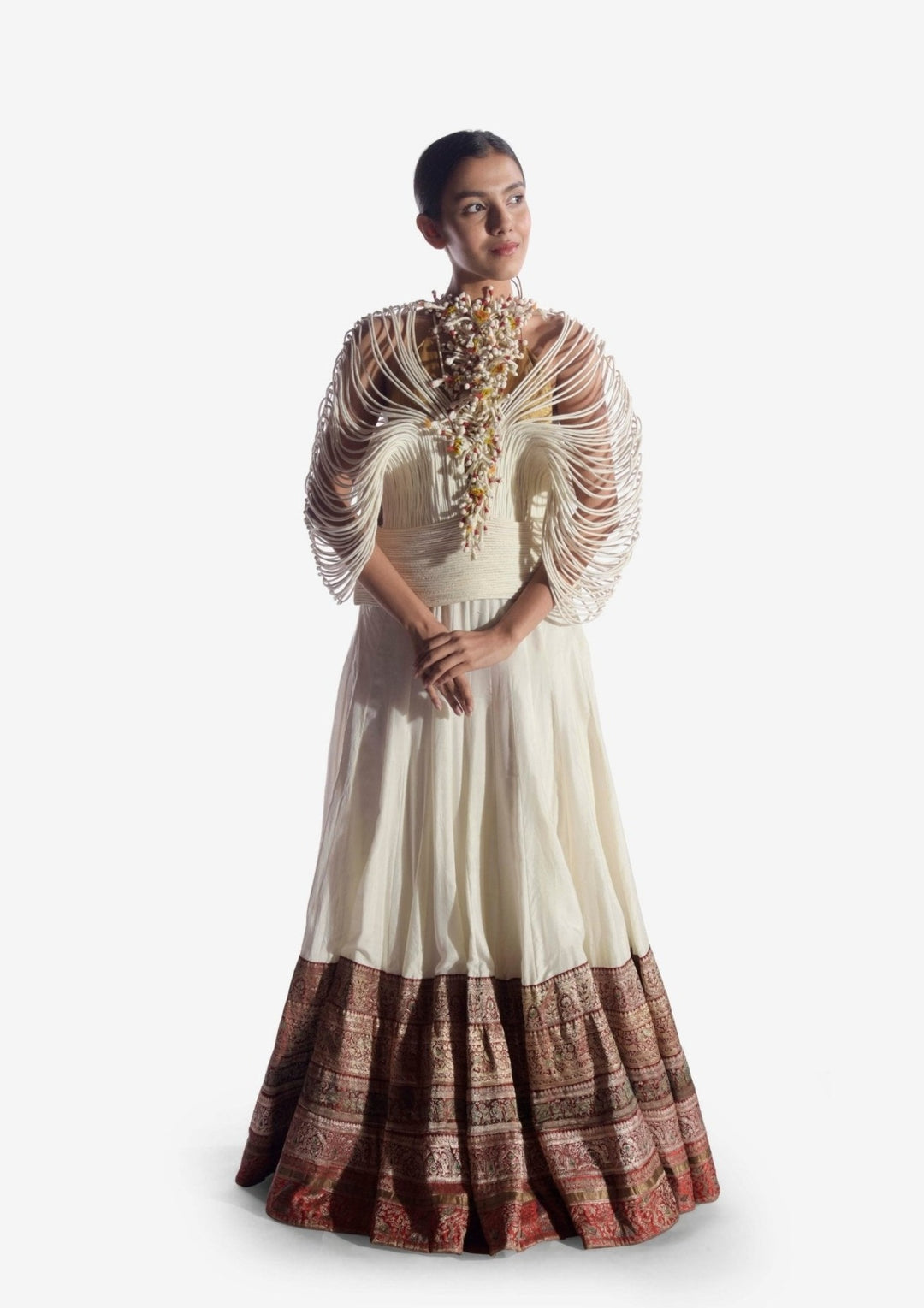 Loosely Corded Cape with Mogra Embellishments