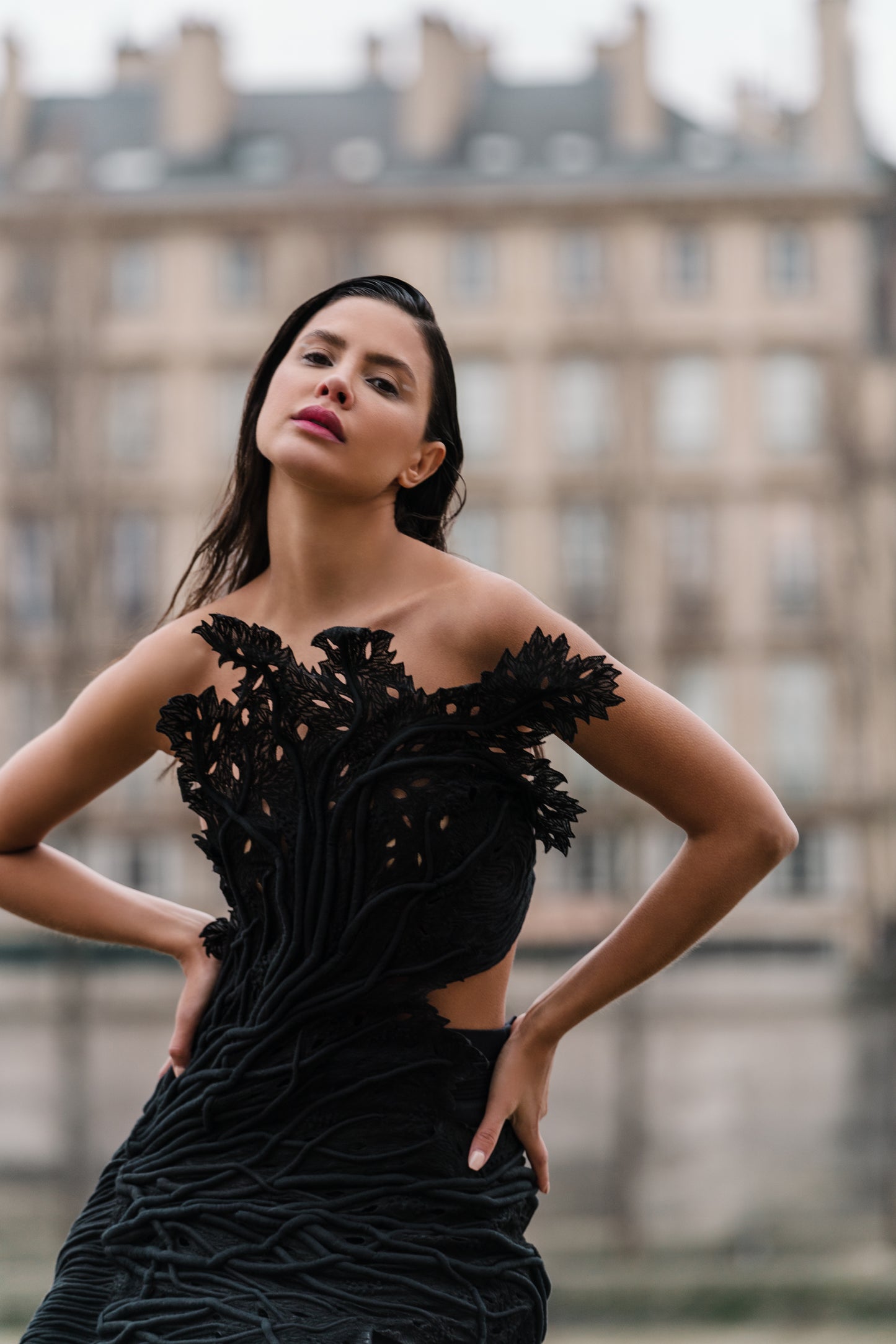 Black Half Coral Abyss Dress