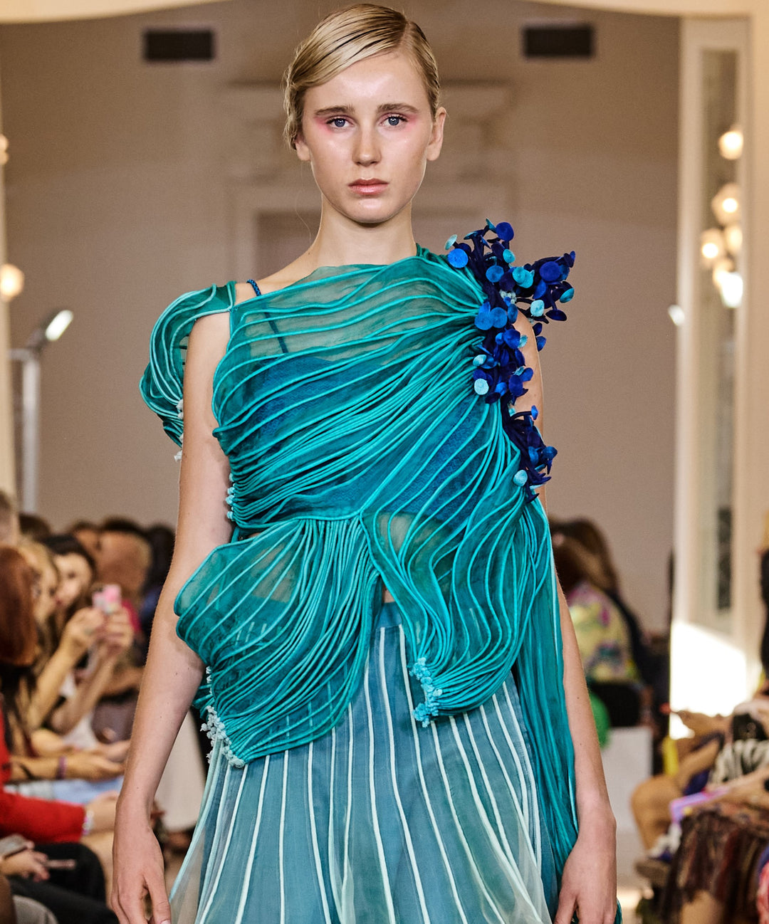 Blue Corded and Mushroom Embroidered Dress – VAISHALI S