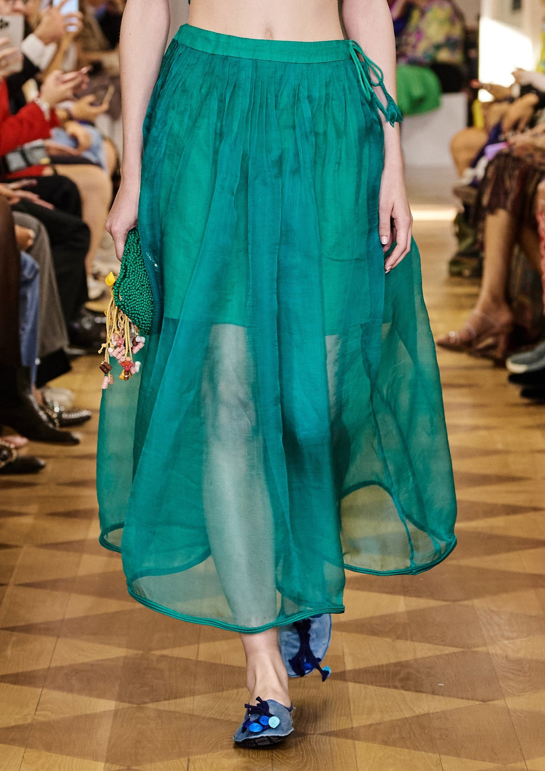 Turquoise Pleated Skirt