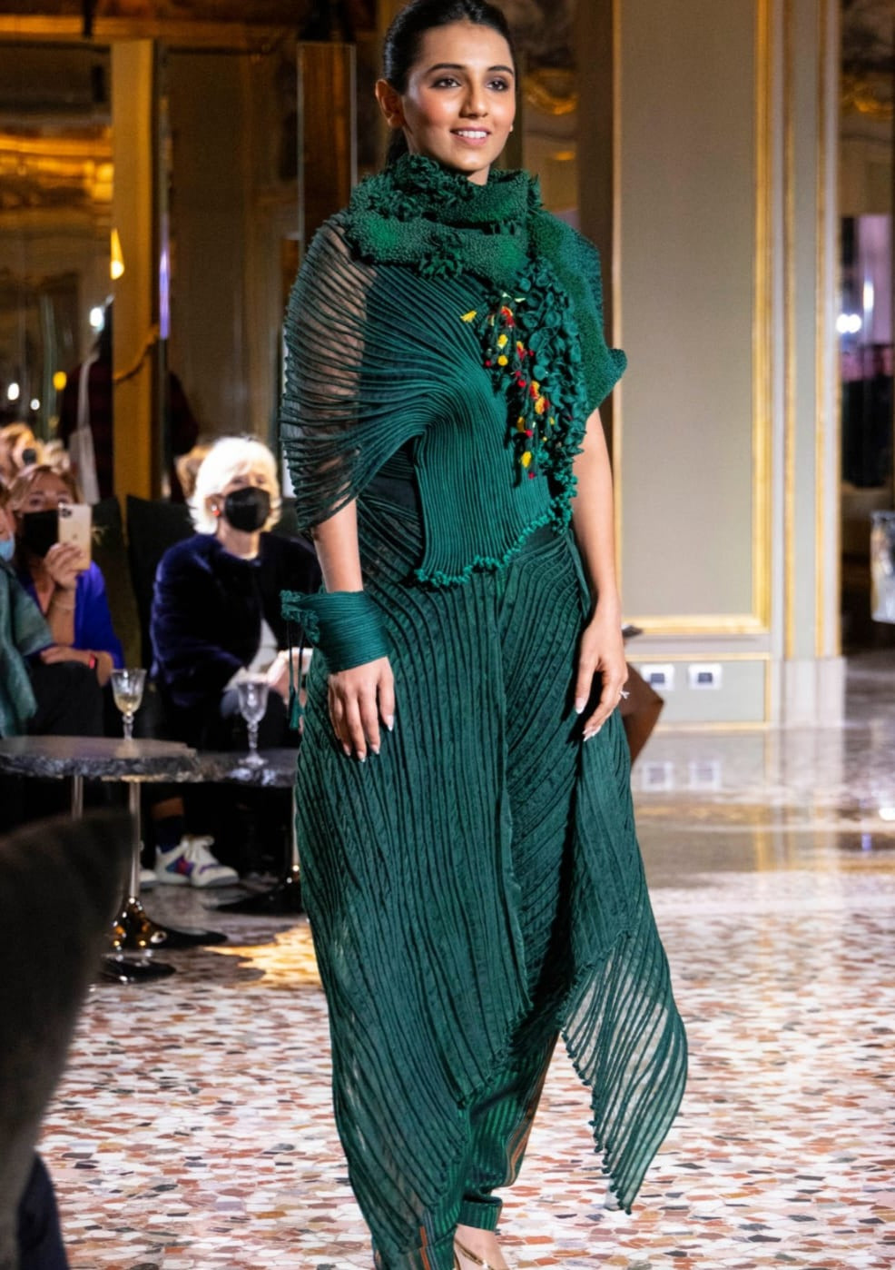 Masoom Minawala - Green Mushroom Corded top with Corded Pants