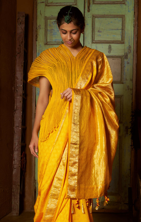 Yellow Corded Abstract Blouse