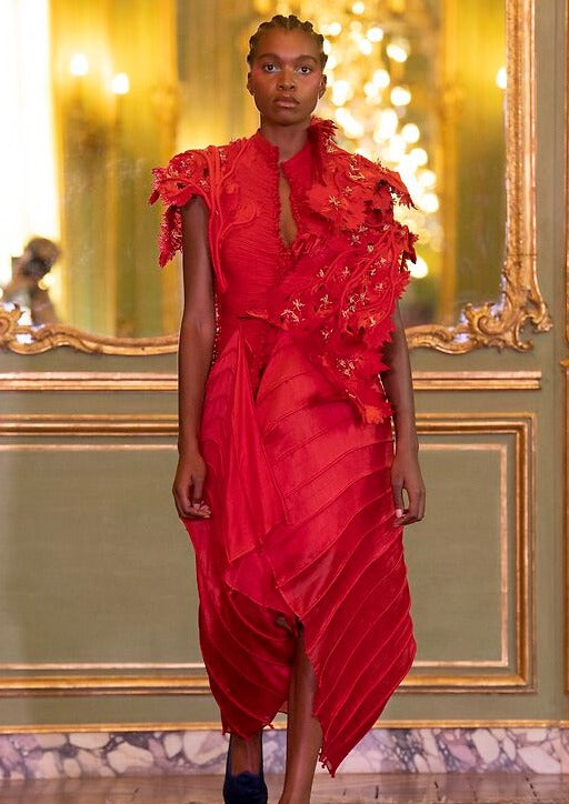Red Corel Corded Dress