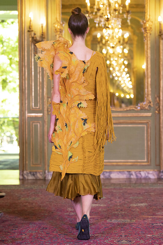 Mustard Coral Corded Dress