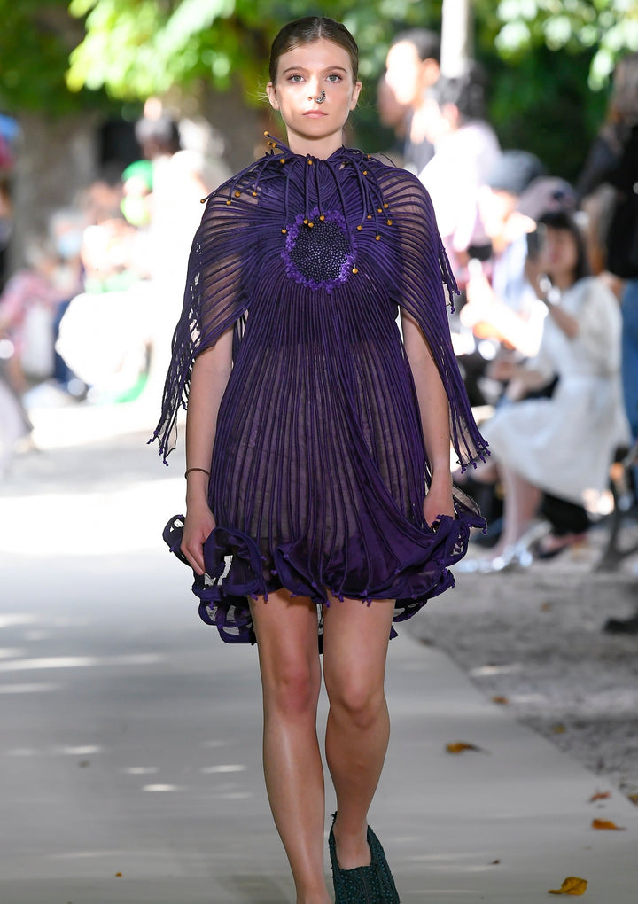 Purple Corded Short Dress