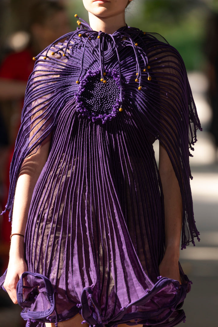 Purple Corded Short Dress