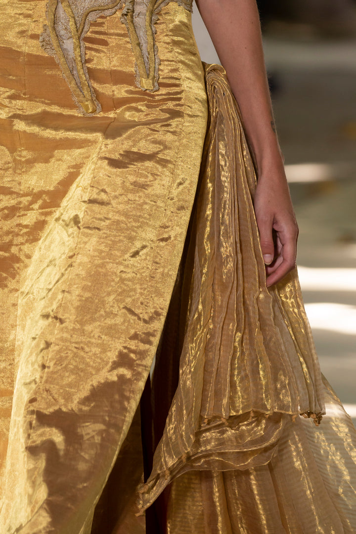 Gold Saree Drape Dress